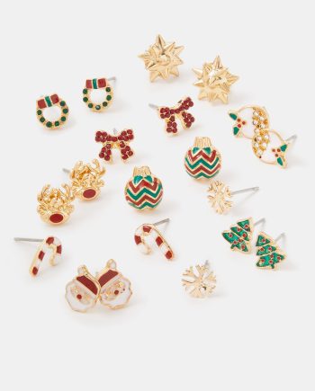 10-Pack Christmas Stud Earrings