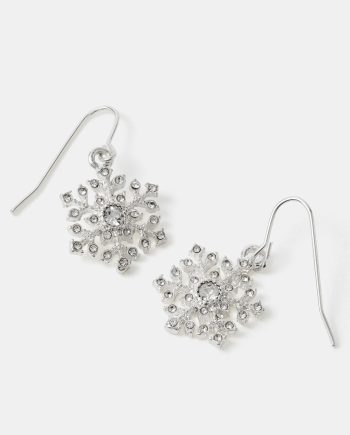 Mini Diamanté Snowflake Drop Earrings