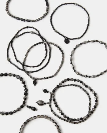 Metallic Bead Stretch Bracelet Multipack