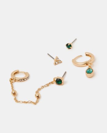 4-PACK GEMSTONE STUD & HOOP EARRINGS
