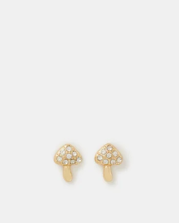 Diamanté Mushroom Stud Earrings