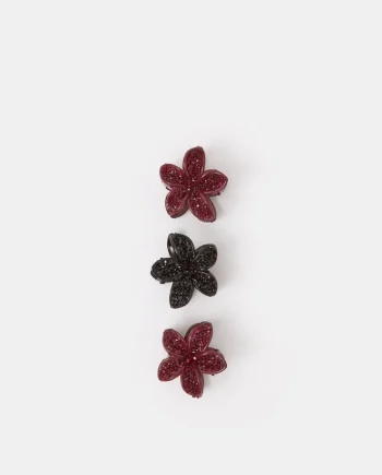 3-Pack Small Sparkle Tropical Flower Claw Clips