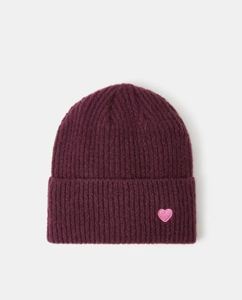 Heart Ribbed Beanie Hat