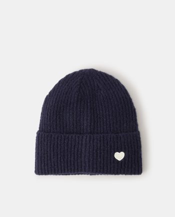 HEART RIBBED BEANIE HAT