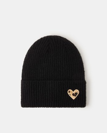 LEOPARD HEART BEANIE HAT