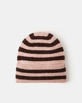 STRIPE KNIT BEANIE HAT