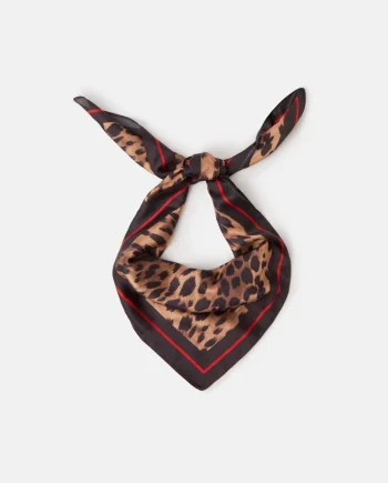 Leopard Print Square Satin Scarf