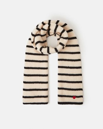 STRIPE HEART RIB KNIT SCARF