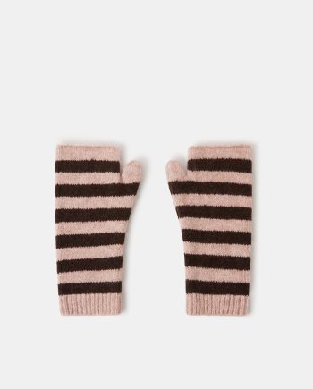 STRIPE KNIT FINGERLESS GLOVES