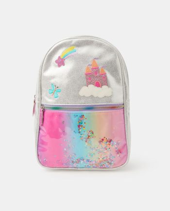 Girls Rainbow Butterfly Glitter Backpack