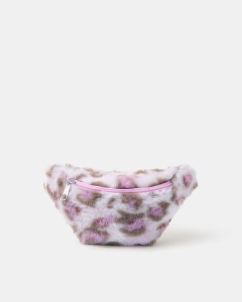 GIRLS FLUFFY LEOPARD PRINT BELT BAG