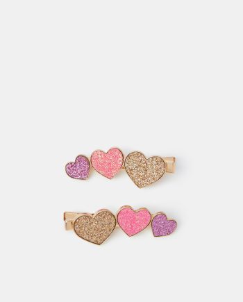 2-Pack Girls Heart Hair Clips