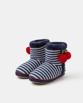 Cherry Stripe Slipper Boots Blue