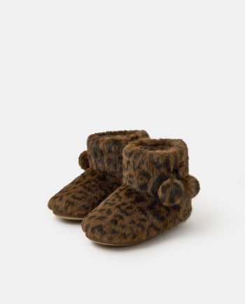 FLUFFY LEOPARD SLIPPER BOOTS LEOPARD