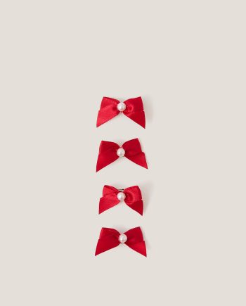 4-pack mini bow hair clips red
