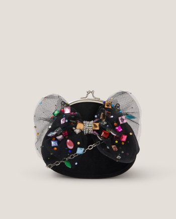 Bejewelled bow clip frame bag