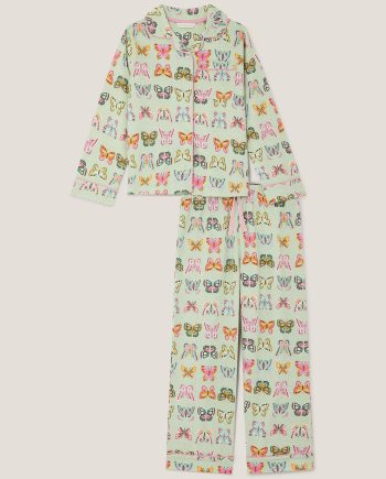Butterfly print long pyjamas set teal