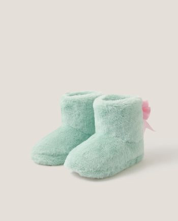 Fluffy bow slipper boots