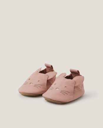 Baby cat leather booties pink