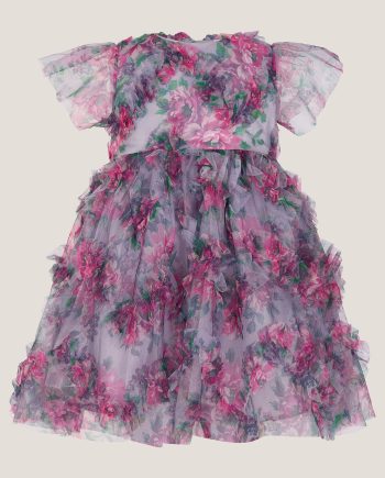 Baby roma peony ruffle party dress purple