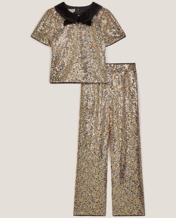 Seraphina sequin party top & trousers set black