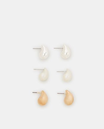 3-Pack Mini Chunky Teardrop Earrings
