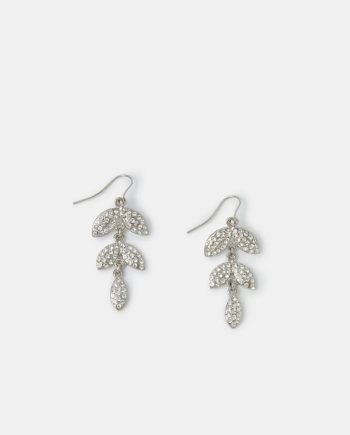Diamanté Leaf Drop Earrings