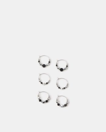 3-Pack Beaded Wire Huggie Hoop Earrings