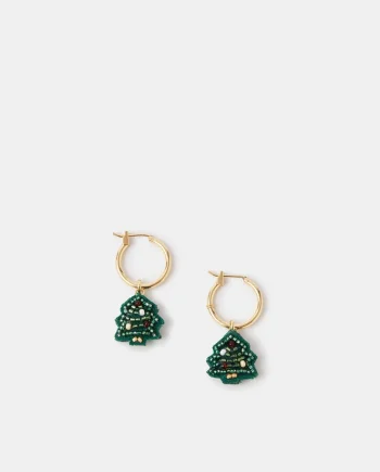 Christmas Tree Huggie Hoop Earrings