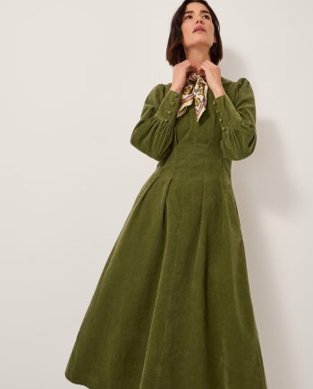 Morgan blouson fit & flare midi dress green