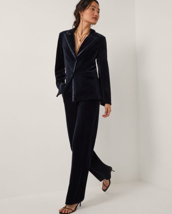 Mila Straight Velvet Trousers Blue