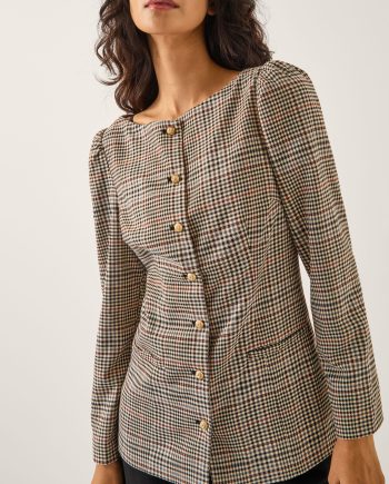 Carmen Check Print Jacket Natural
