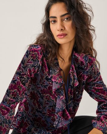 Milena devoré ruffle blouse purple