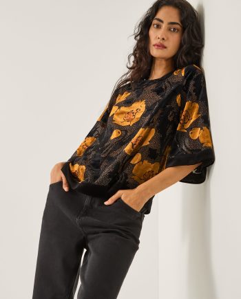 Reese Devoré Polka Dot Top Black