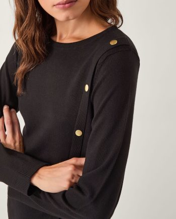 Bonnie Asymmetrical Button Jumper Black