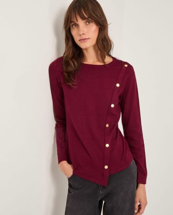 Bonnie asymmetrical button jumper red