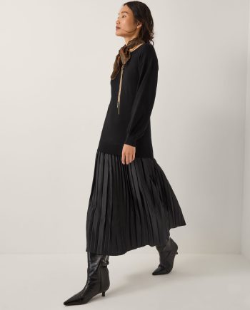 Fia jumper pleated midi dress black