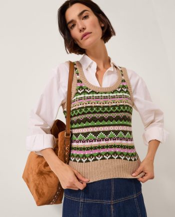 Fira fair isle knitted tank top green