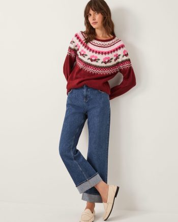 Penny embellished fair isle jumper red