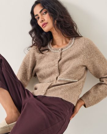Evie embellished cardigan mink