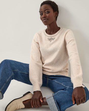 Ellen diamanté embellished jumper ivory
