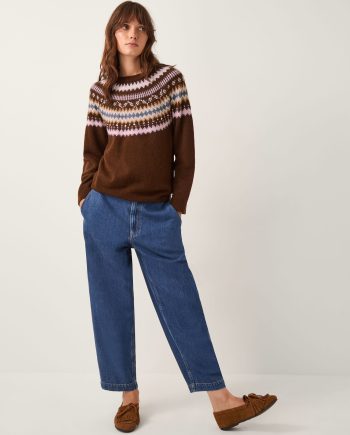 Fran embellished fair isle jumper brown