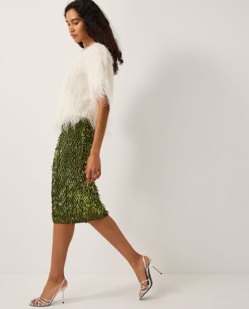Serenity Sequin Midi Skirt Green