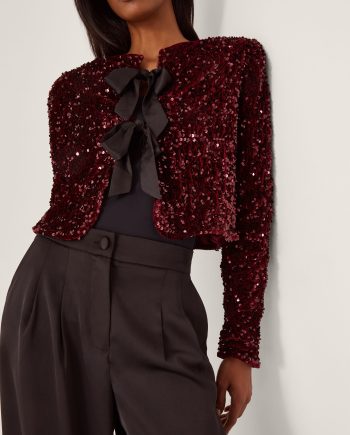 Belinda bow sequin jacket red