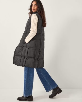 Nelly long padded gilet black