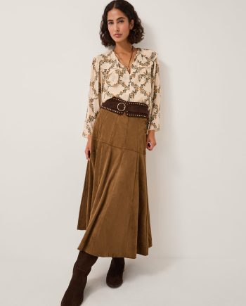 Macy suedette a-line midi skirt