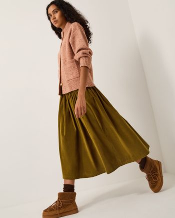 Jenny corduroy midi skirt green
