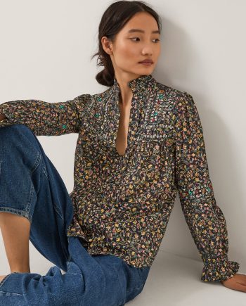 Harriet Embellished Floral Blouse Black