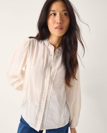 Sara lace trim blouse ivory