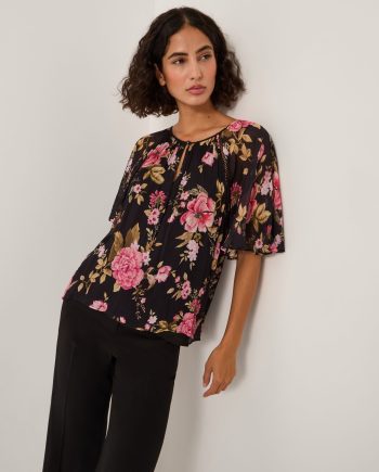 Mariel floral print blouse black